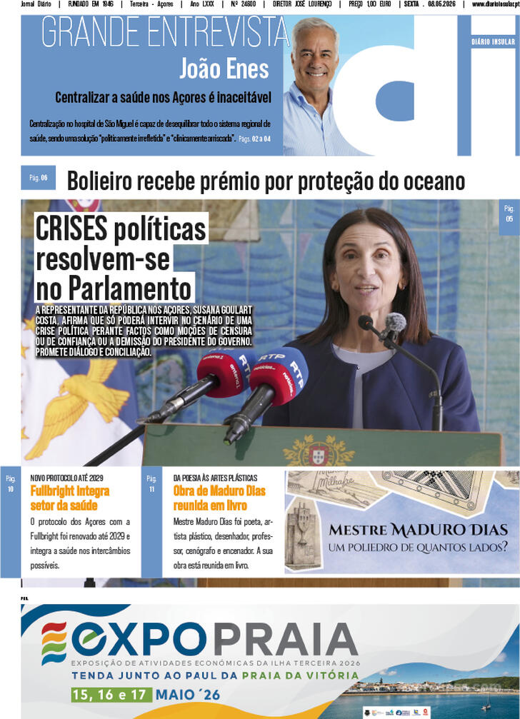 Capa Di�rio Insular - 2026-05-08
