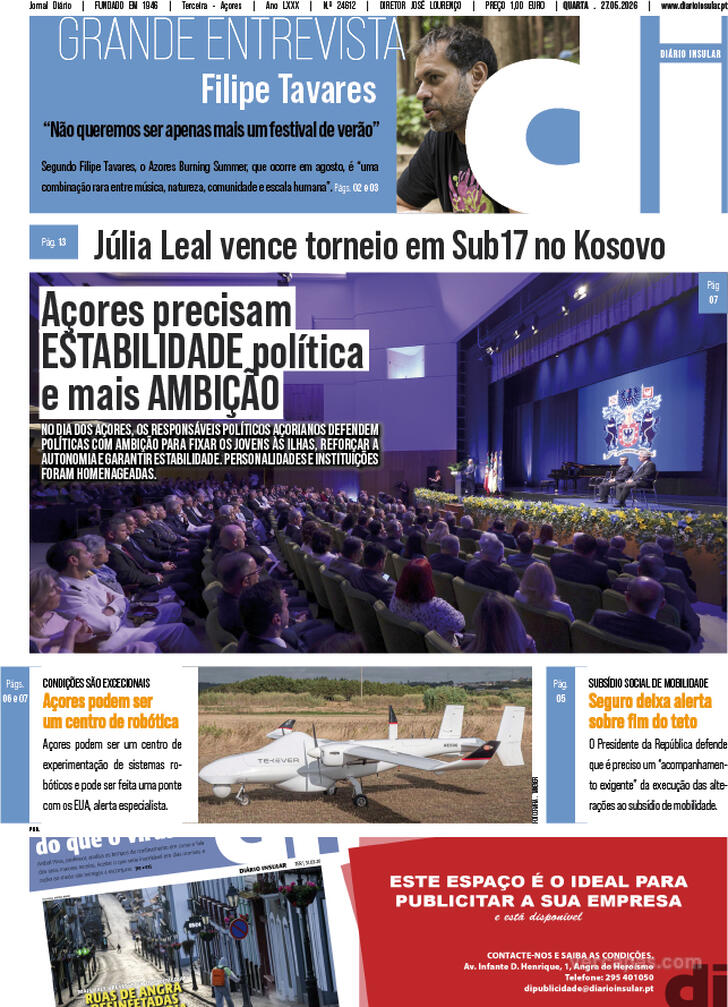 Capa Di�rio Insular - 2026-05-27