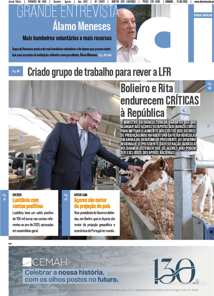 Capa Di�rio Insular - 2026-06-13