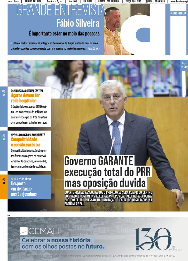 Capa Di�rio Insular - 2026-06-18