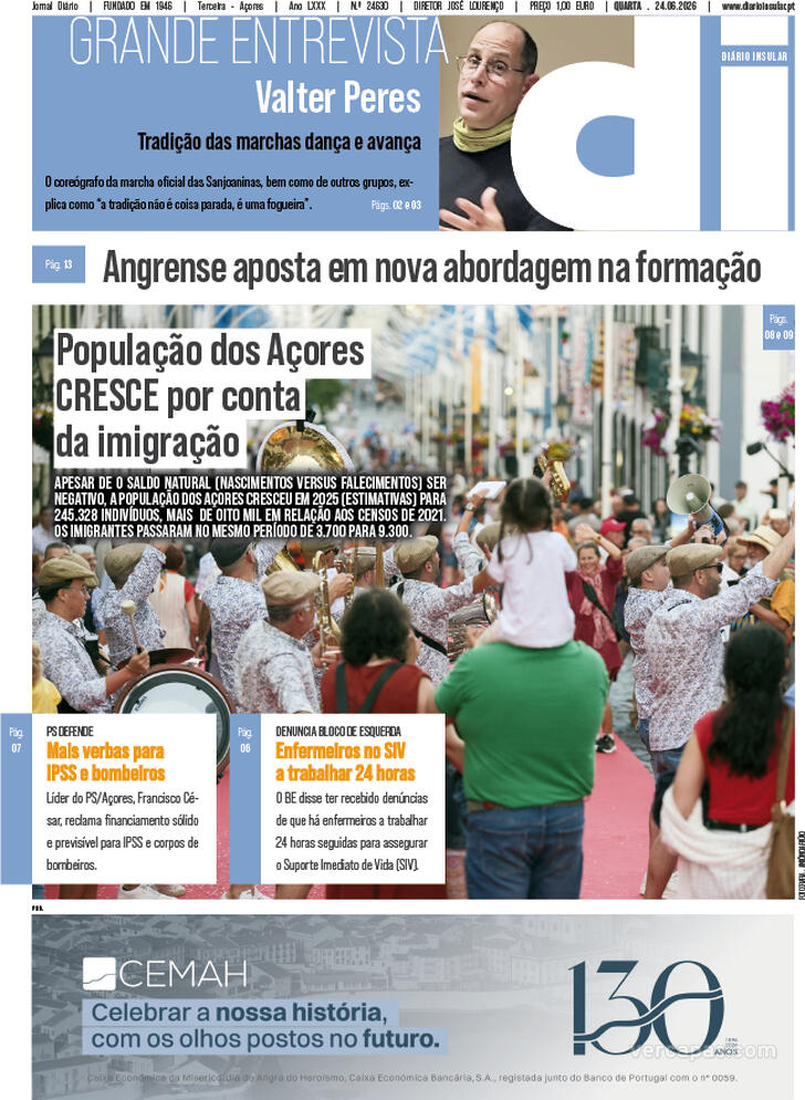 Capa Di�rio Insular - 2026-06-24