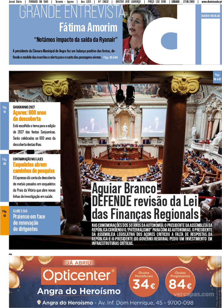 Capa Di�rio Insular - 2026-06-27
