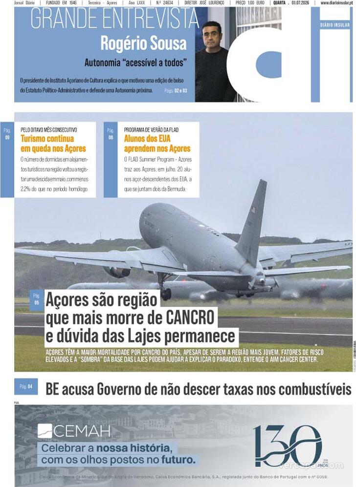Capa Di�rio Insular - 2026-07-01