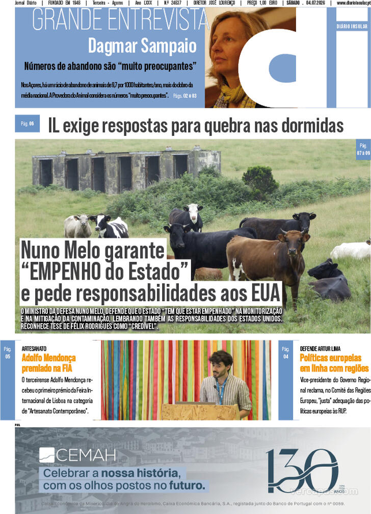 Capa Di�rio Insular - 2026-07-04