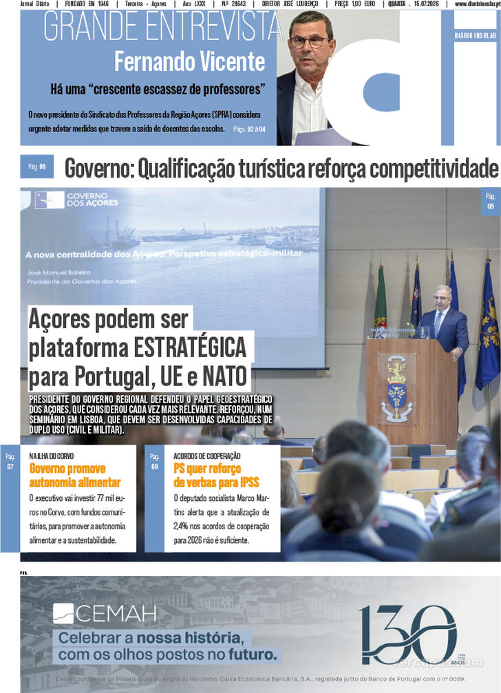 Capa Di�rio Insular - 2026-07-15