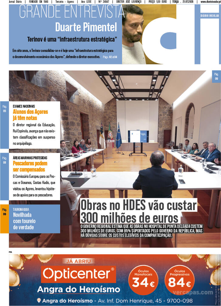 Capa Di�rio Insular - 2026-07-21