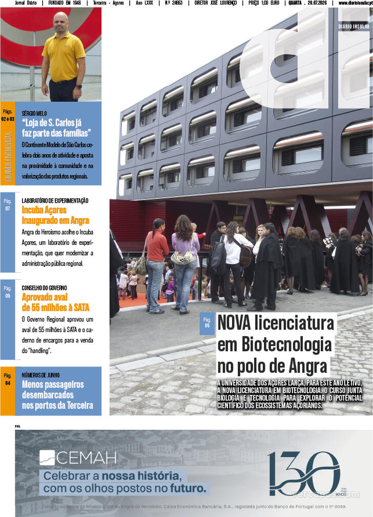 Capa Di�rio Insular - 2026-07-29