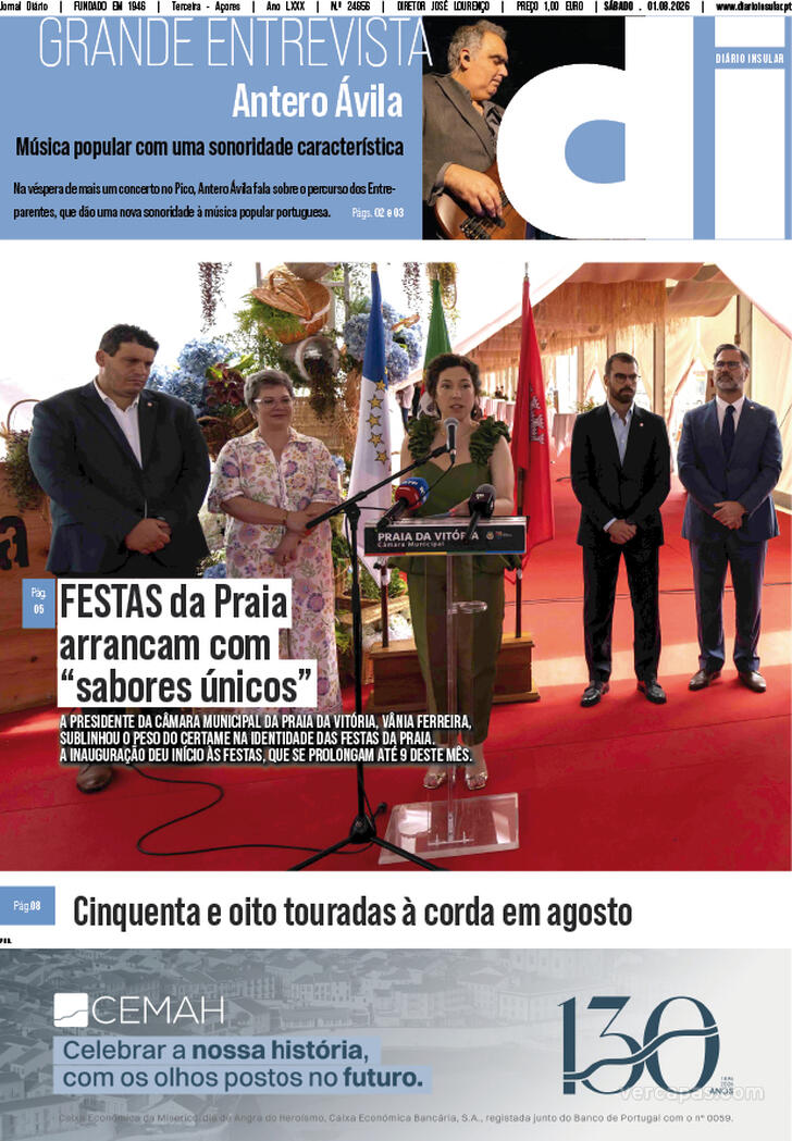 Capa Di�rio Insular - 2026-08-01