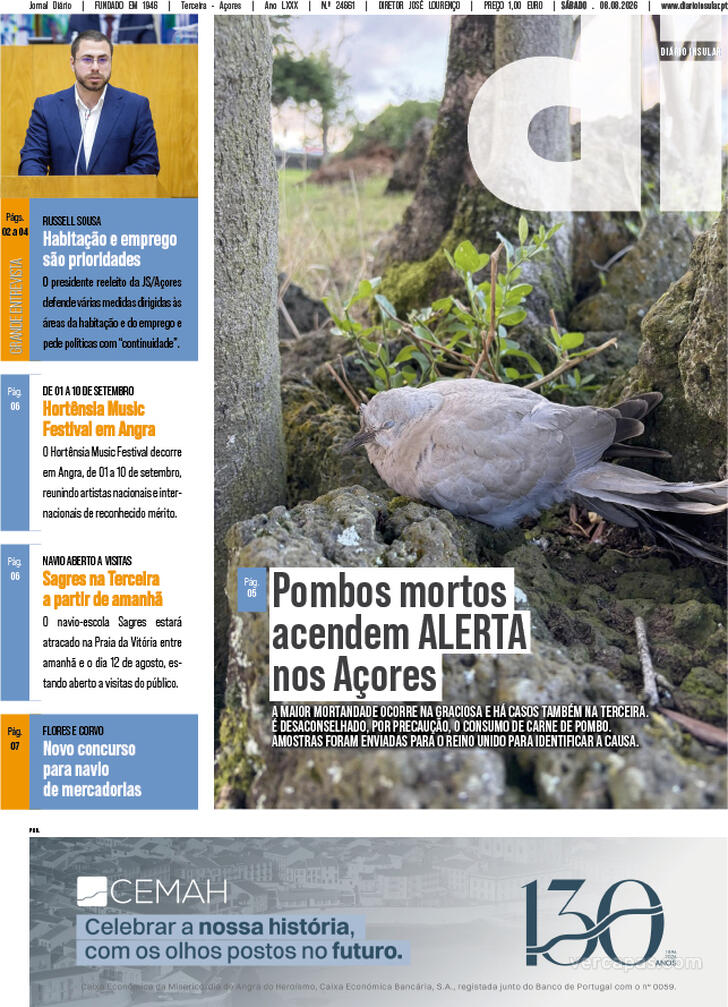 Capa Di�rio Insular - 2026-08-08