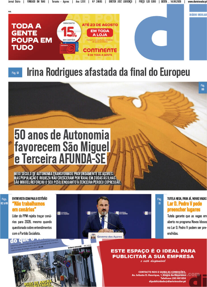 Capa Di�rio Insular - 2026-08-14