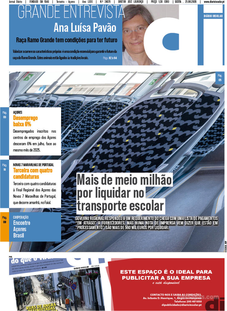 Capa Di�rio Insular - 2026-08-21