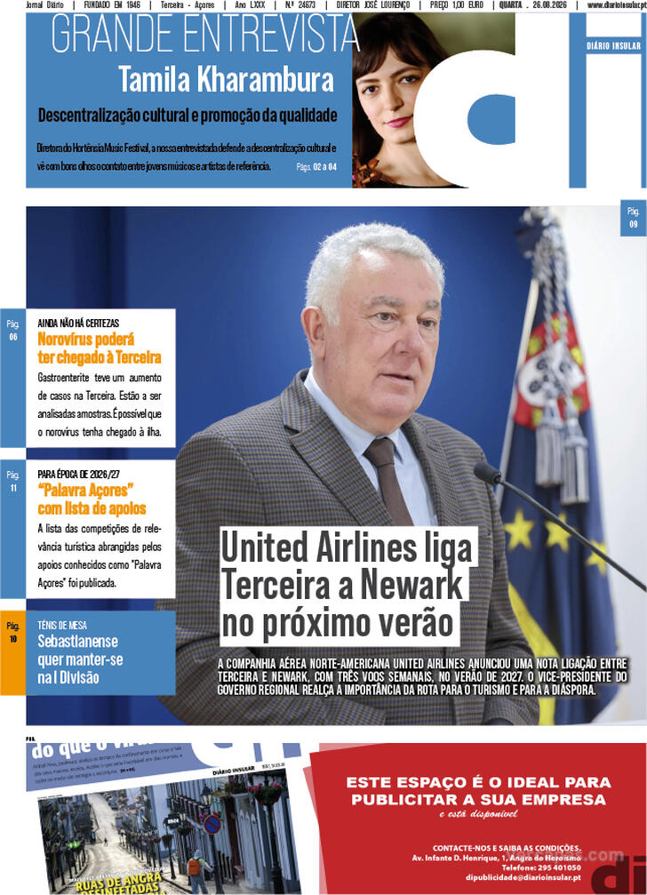 Capa Di�rio Insular - 2026-08-26