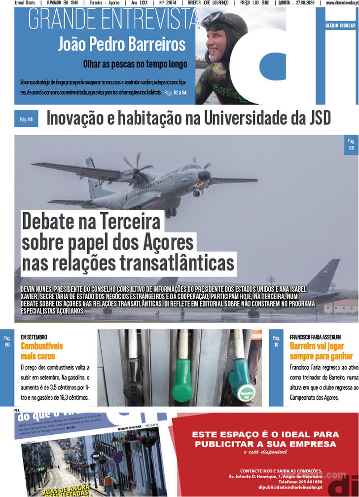Capa Di�rio Insular - 2026-08-27