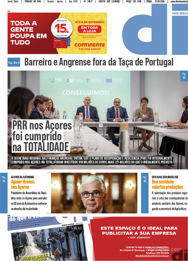 Capa Di�rio Insular - 2026-09-01