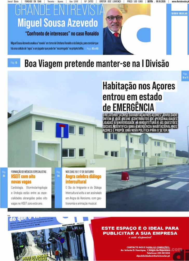 Capa Di�rio Insular - 2026-10-09