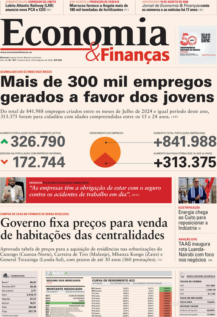 Capa Economia & Finanas - 2025-08-20