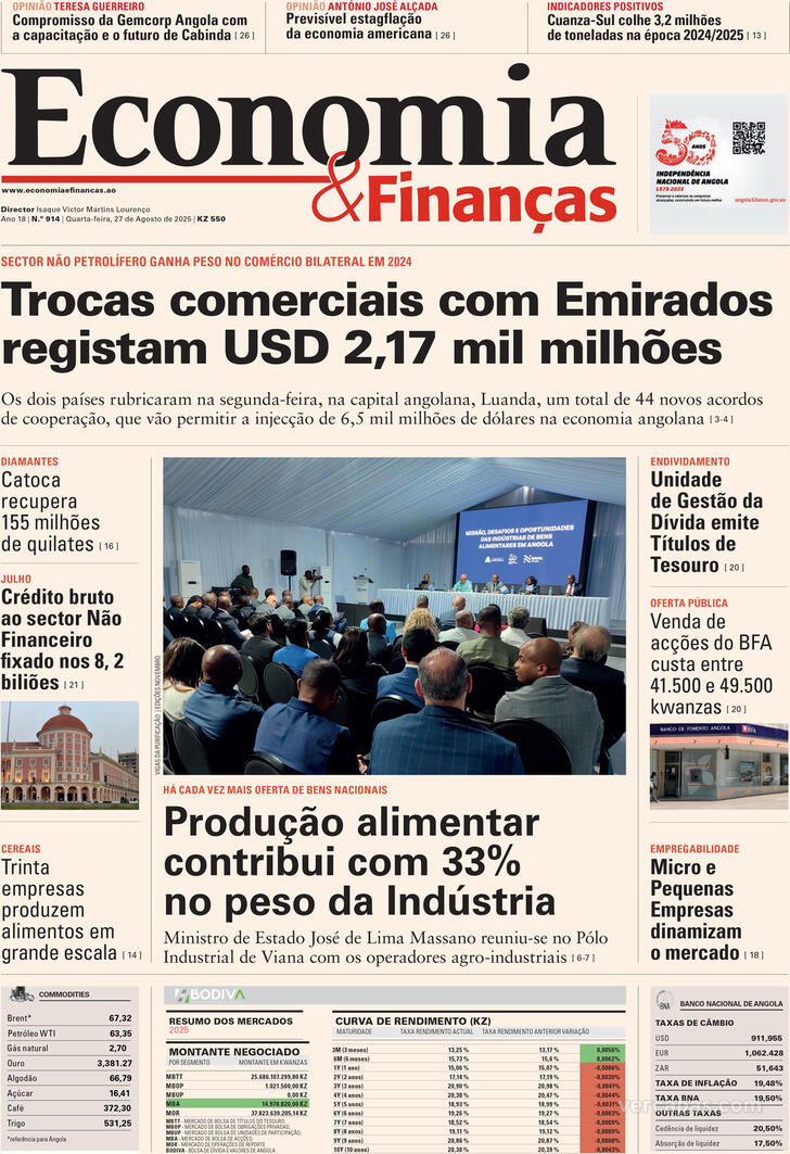 Capa Economia & Finanas - 2025-08-27