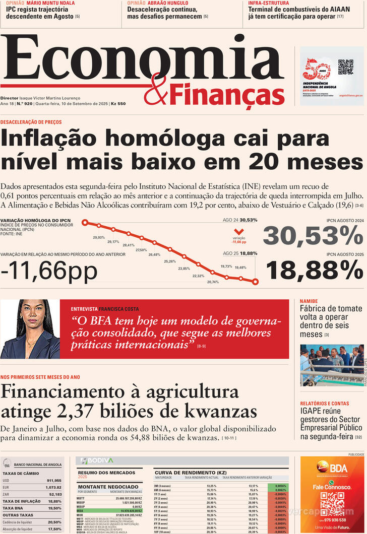 Capa Economia & Finanas - 2025-09-10