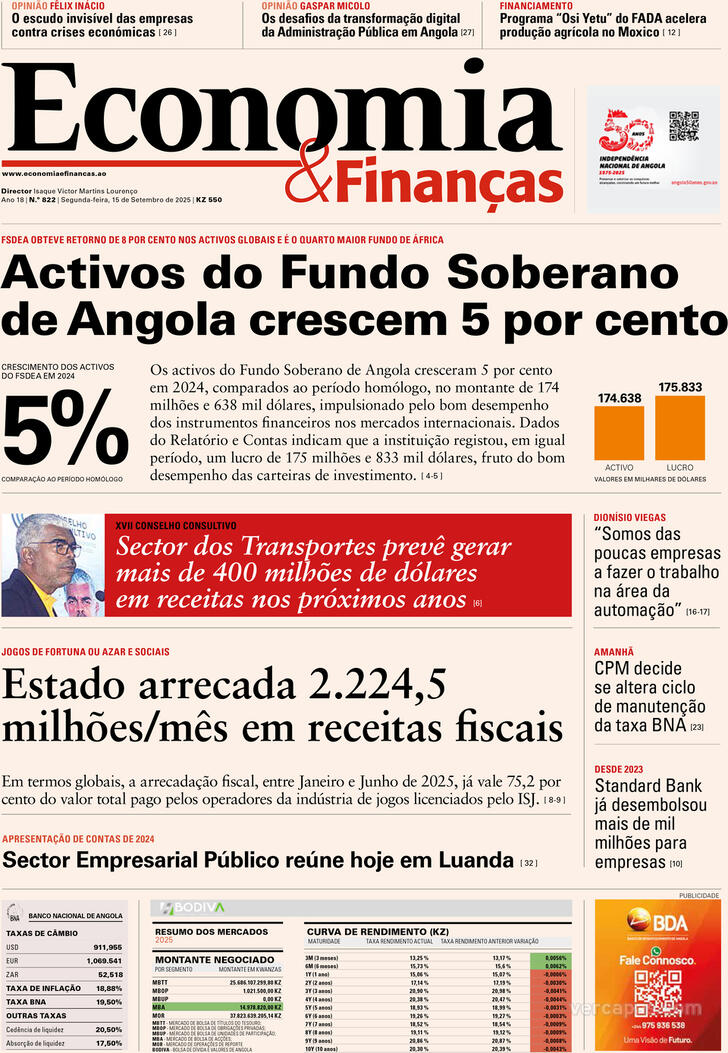 Capa Economia & Finanas - 2025-09-15