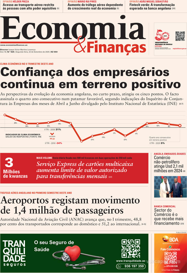 Capa Economia & Finanas - 2025-09-22