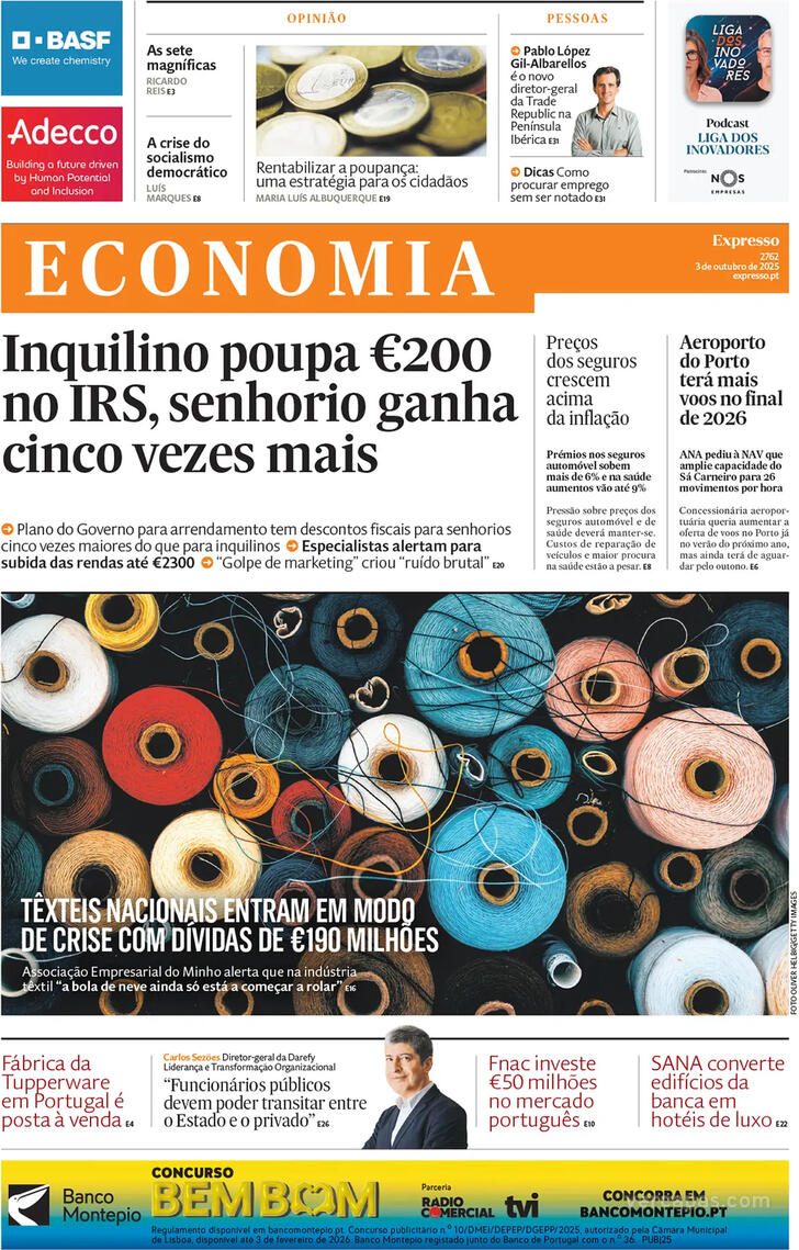 Capa Expresso-Economia - 2025-10-03