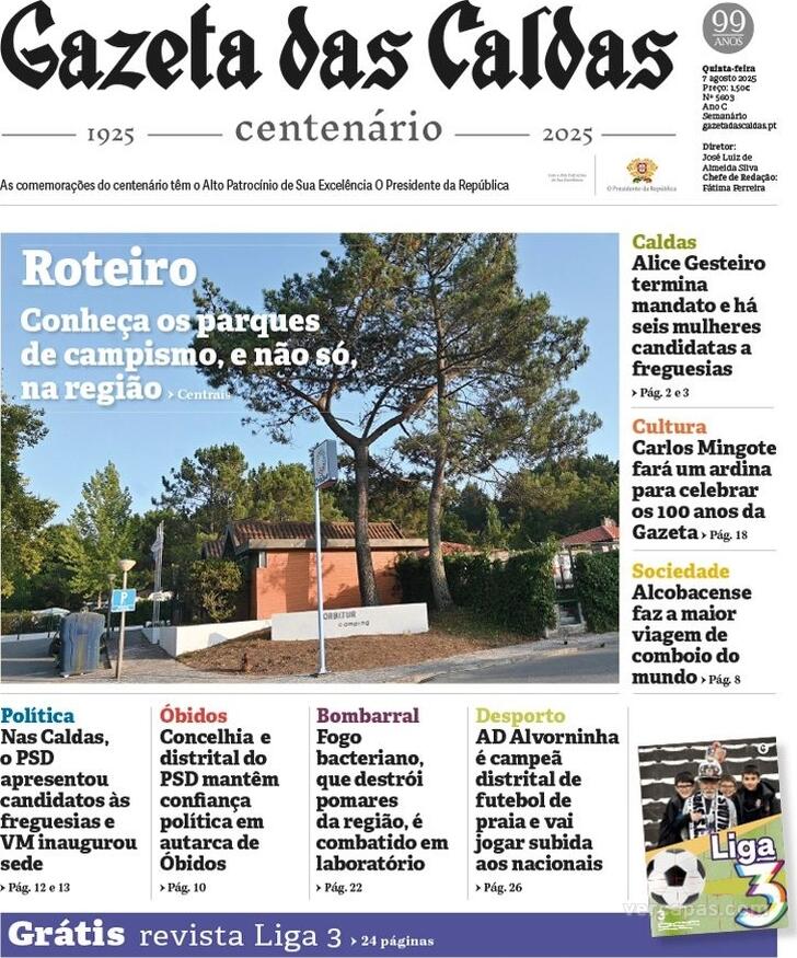 Capa Gazeta das Caldas - 2025-08-07