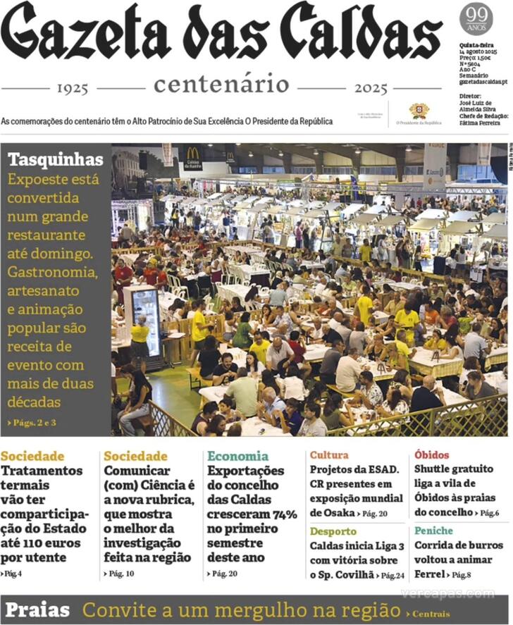 Capa Gazeta das Caldas - 2025-08-14