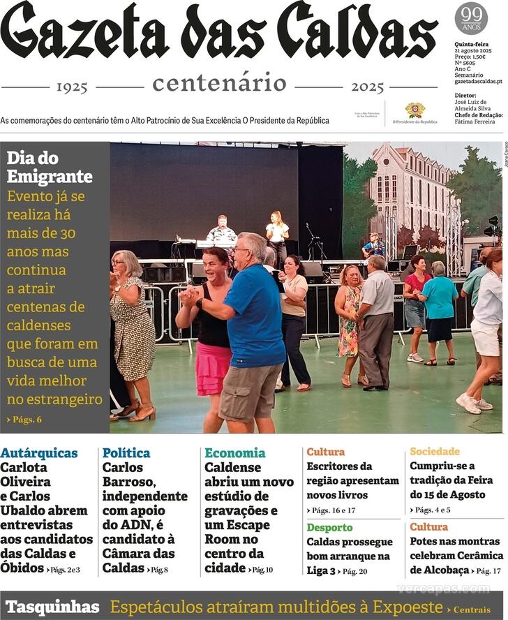 Capa Gazeta das Caldas - 2025-08-21
