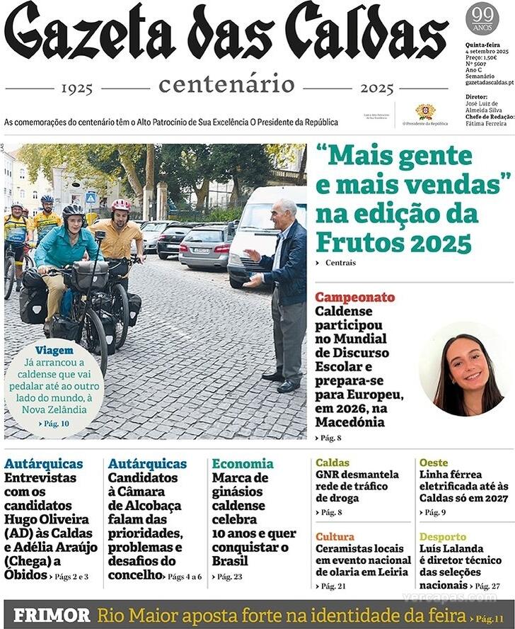 Capa Gazeta das Caldas - 2025-09-04