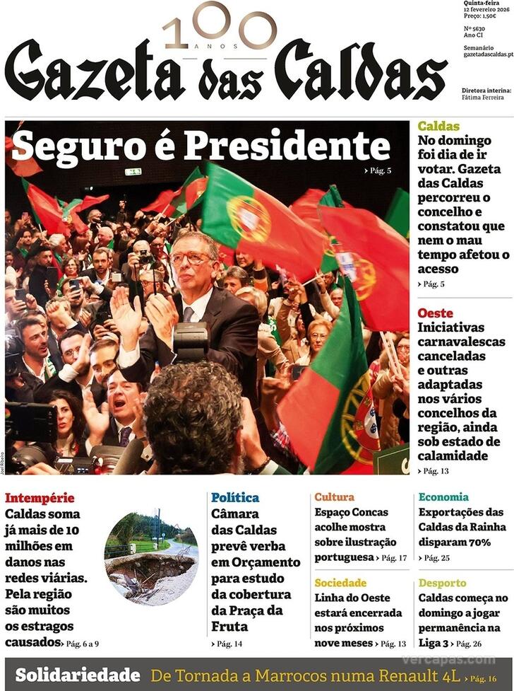 Capa Gazeta das Caldas - 2026-02-12