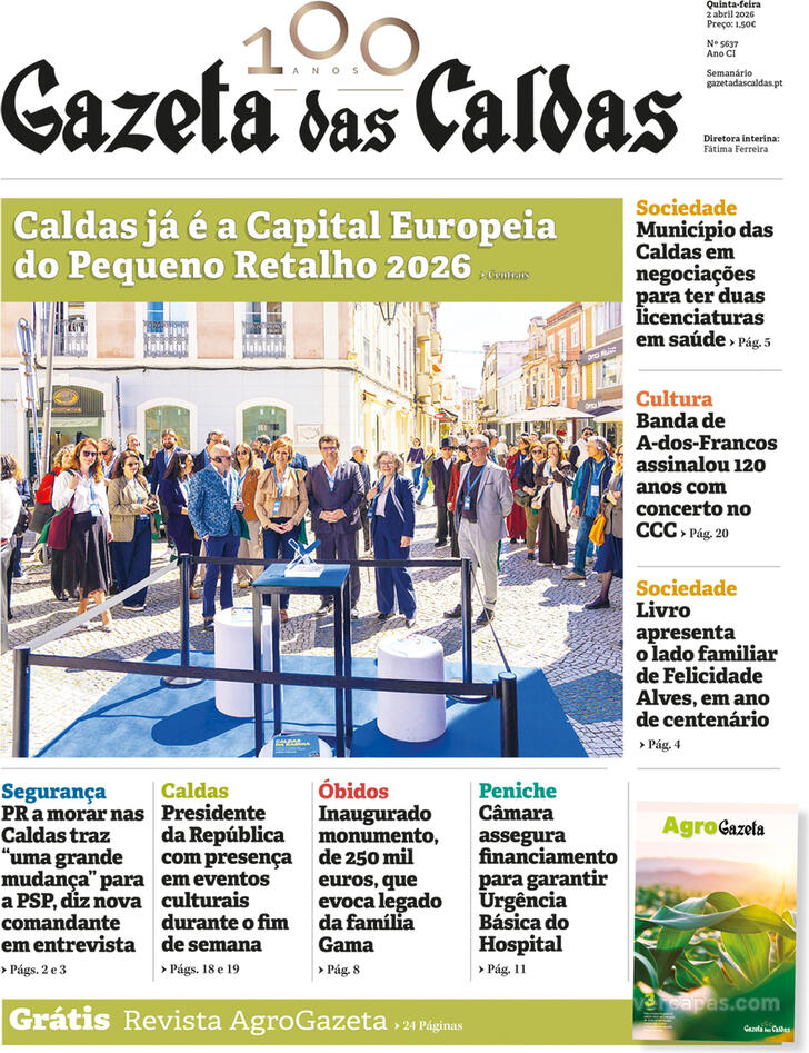 Capa Gazeta das Caldas - 2026-04-02