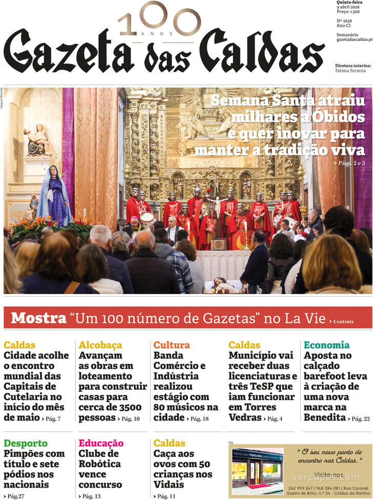 Capa Gazeta das Caldas - 2026-04-09