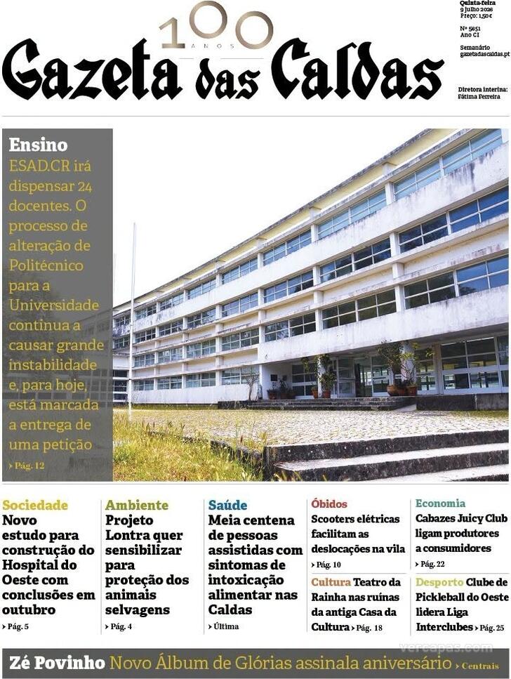 Capa Gazeta das Caldas - 2026-07-09