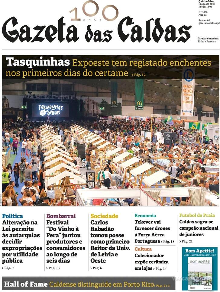 Capa Gazeta das Caldas - 2026-08-13