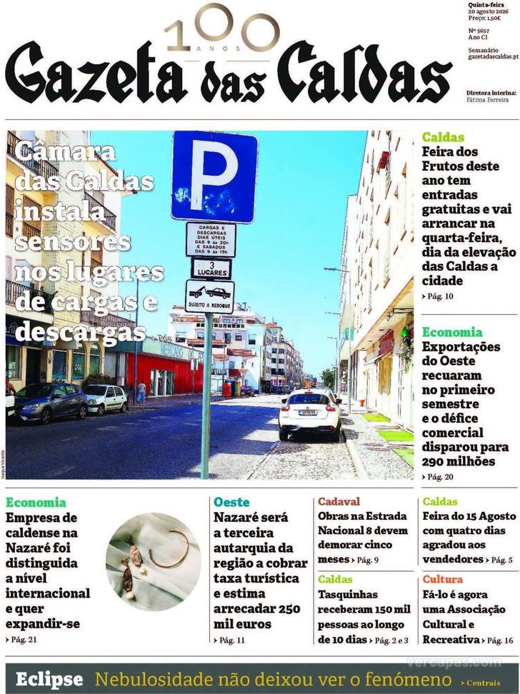 Capa Gazeta das Caldas - 2026-08-20