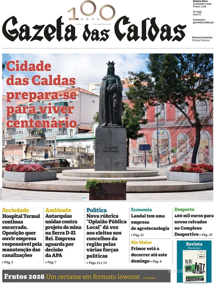 Capa Gazeta das Caldas - 2026-09-03