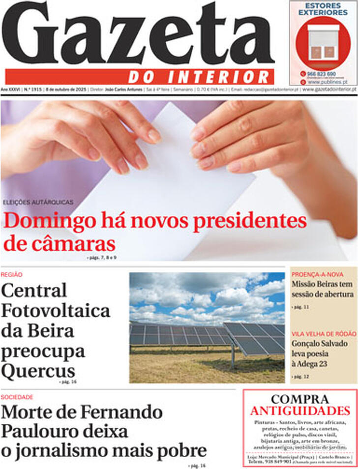 Capa Gazeta do Interior - 2025-10-08