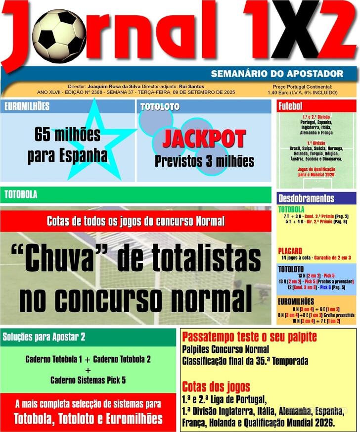 Capa Jornal 1X2 - 2025-09-09