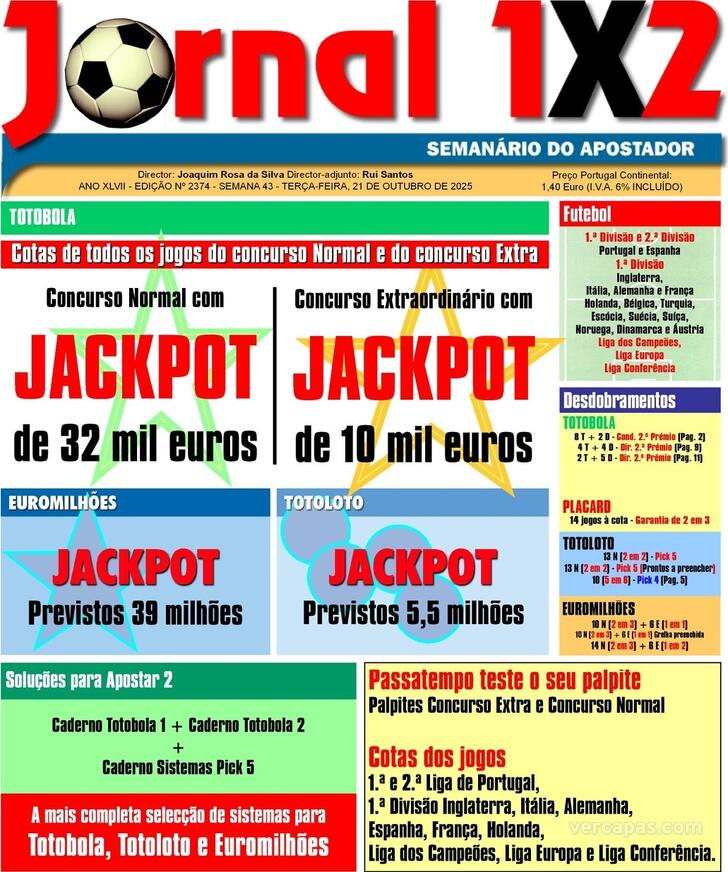 Capa Jornal 1X2 - 2025-10-21