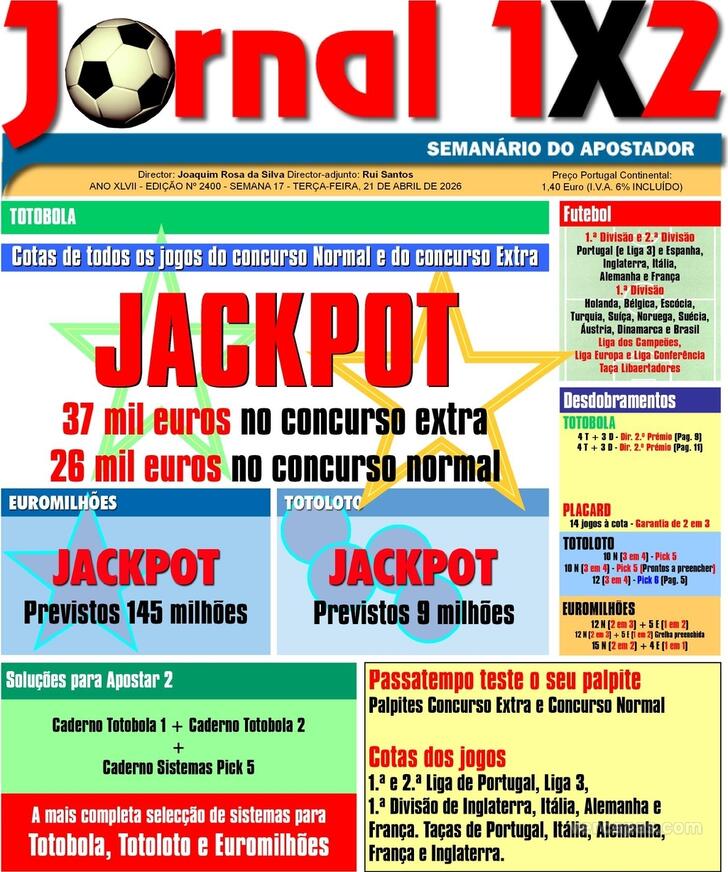 Capa Jornal 1X2 - 2026-04-21