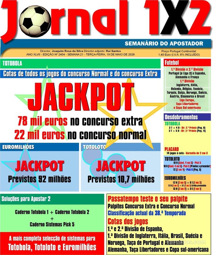 Capa Jornal 1X2 - 2026-05-19