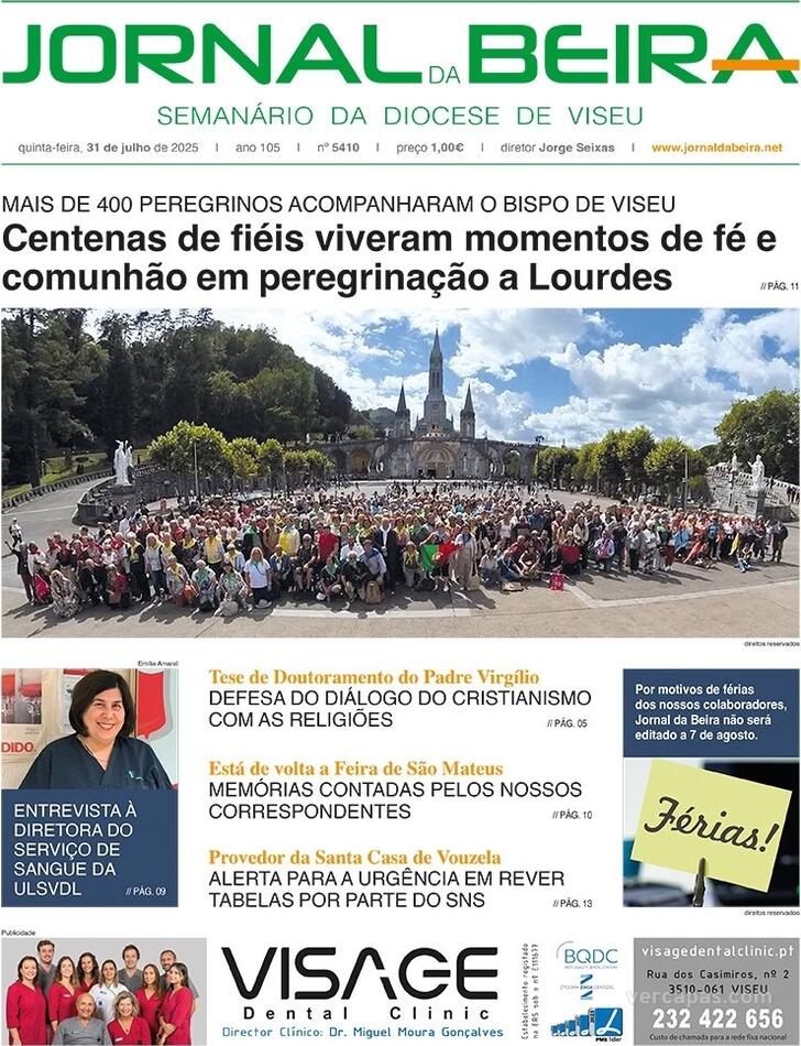 Capa Jornal da Beira - 2025-07-31