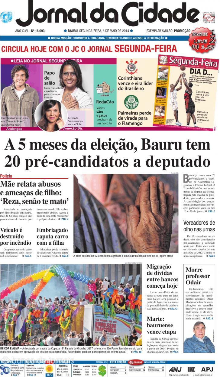 Capa Jornal da Cidade - Bauru - 2014-05-05