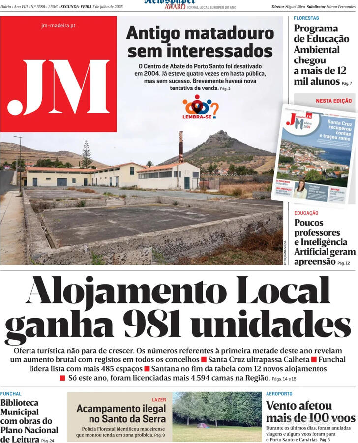 Capa Jornal da Madeira - 2025-07-07