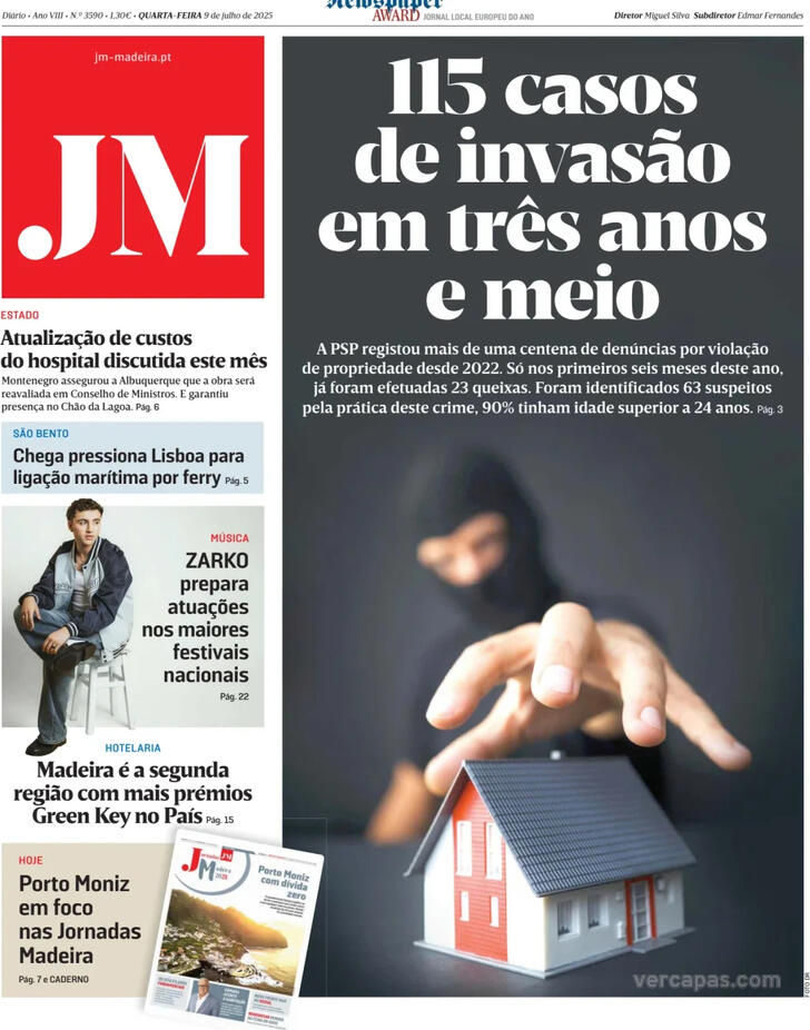 Capa Jornal da Madeira - 2025-07-09