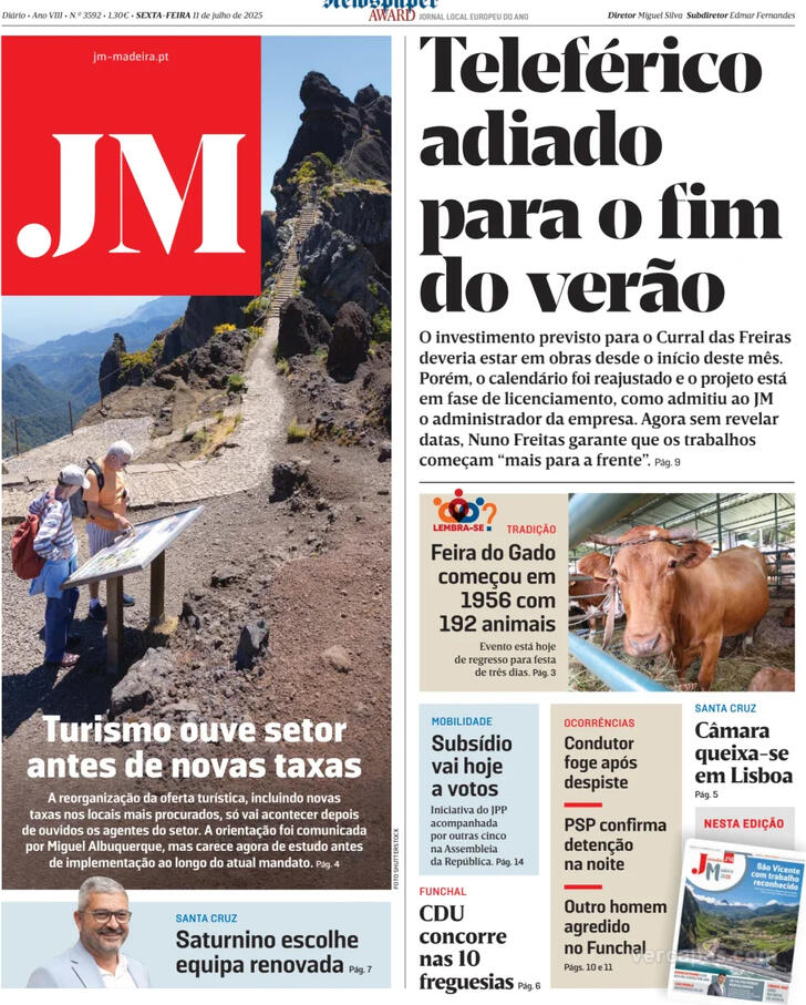 Capa Jornal da Madeira - 2025-07-11
