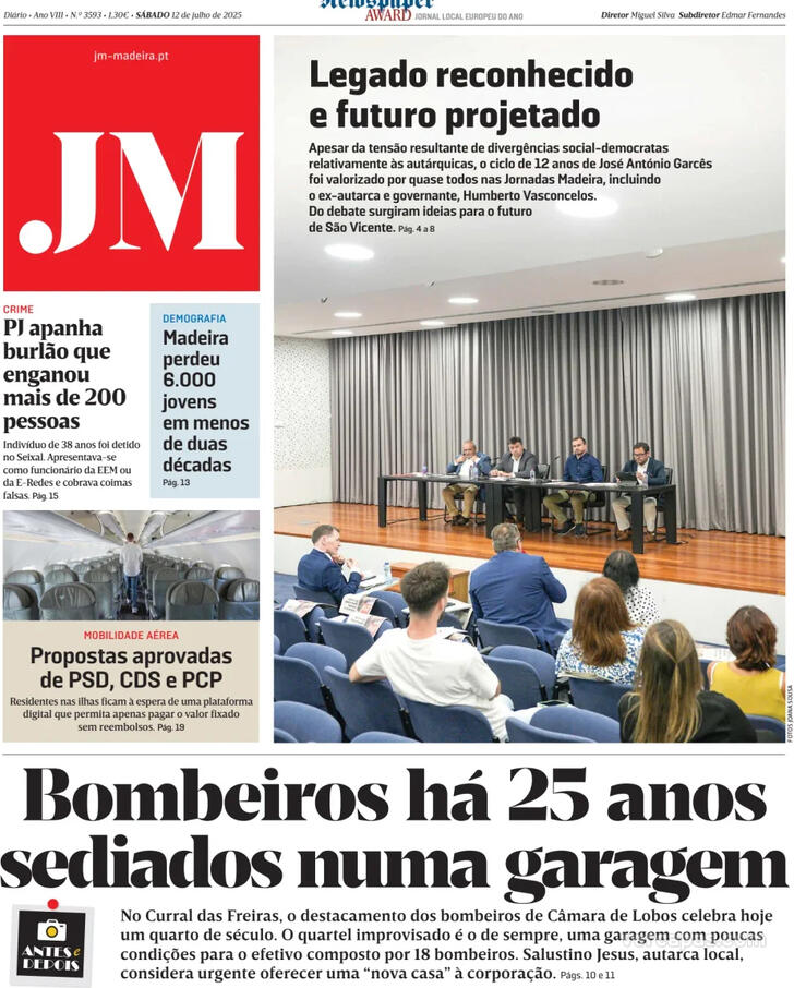 Capa Jornal da Madeira - 2025-07-12