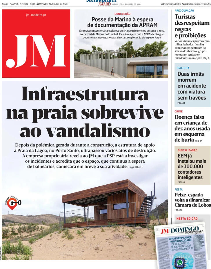Capa Jornal da Madeira - 2025-07-13
