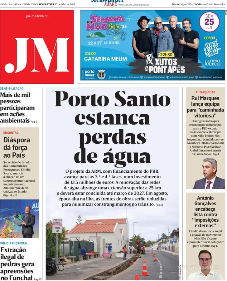 Capa Jornal da Madeira - 2025-07-25