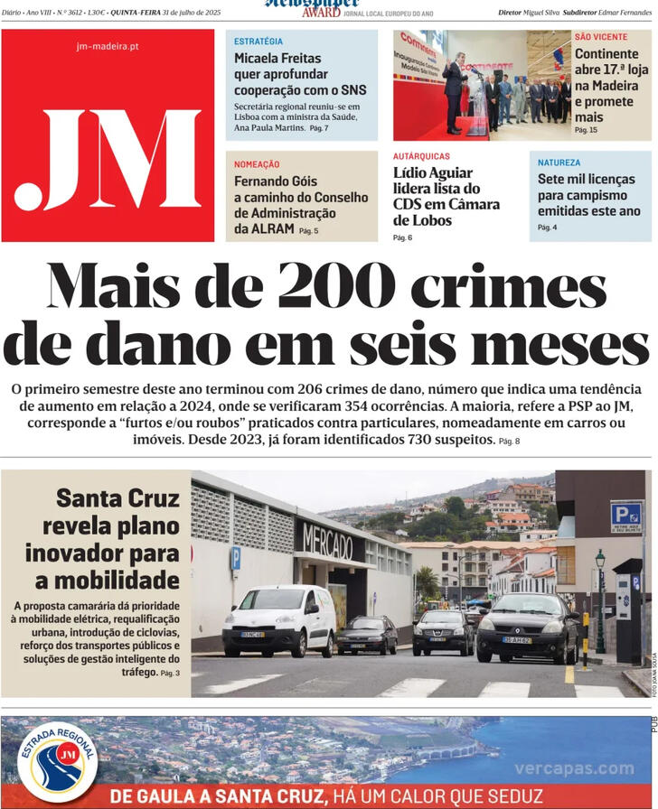 Capa Jornal da Madeira - 2025-07-31